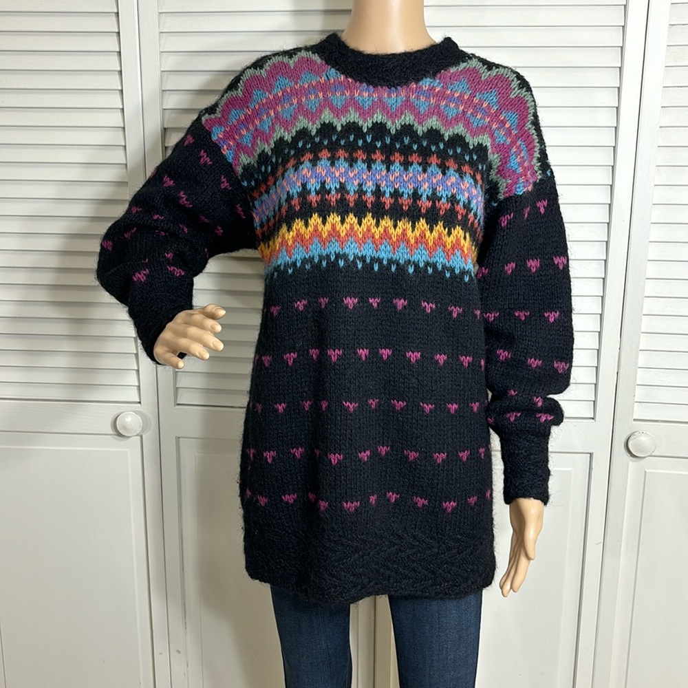Vintage Susann D Hand Knitted Wool Fairisle Sweater Medium